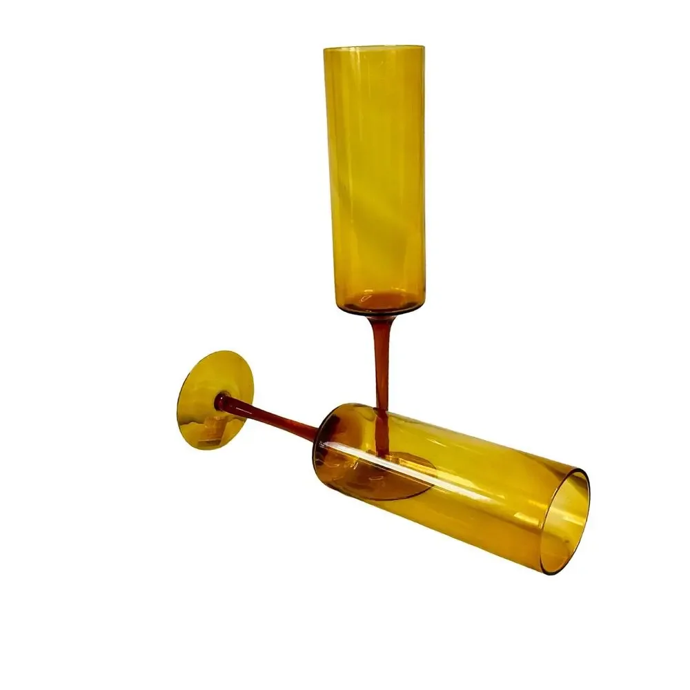 Z Gallerie Party Glass Amber Candle Holders